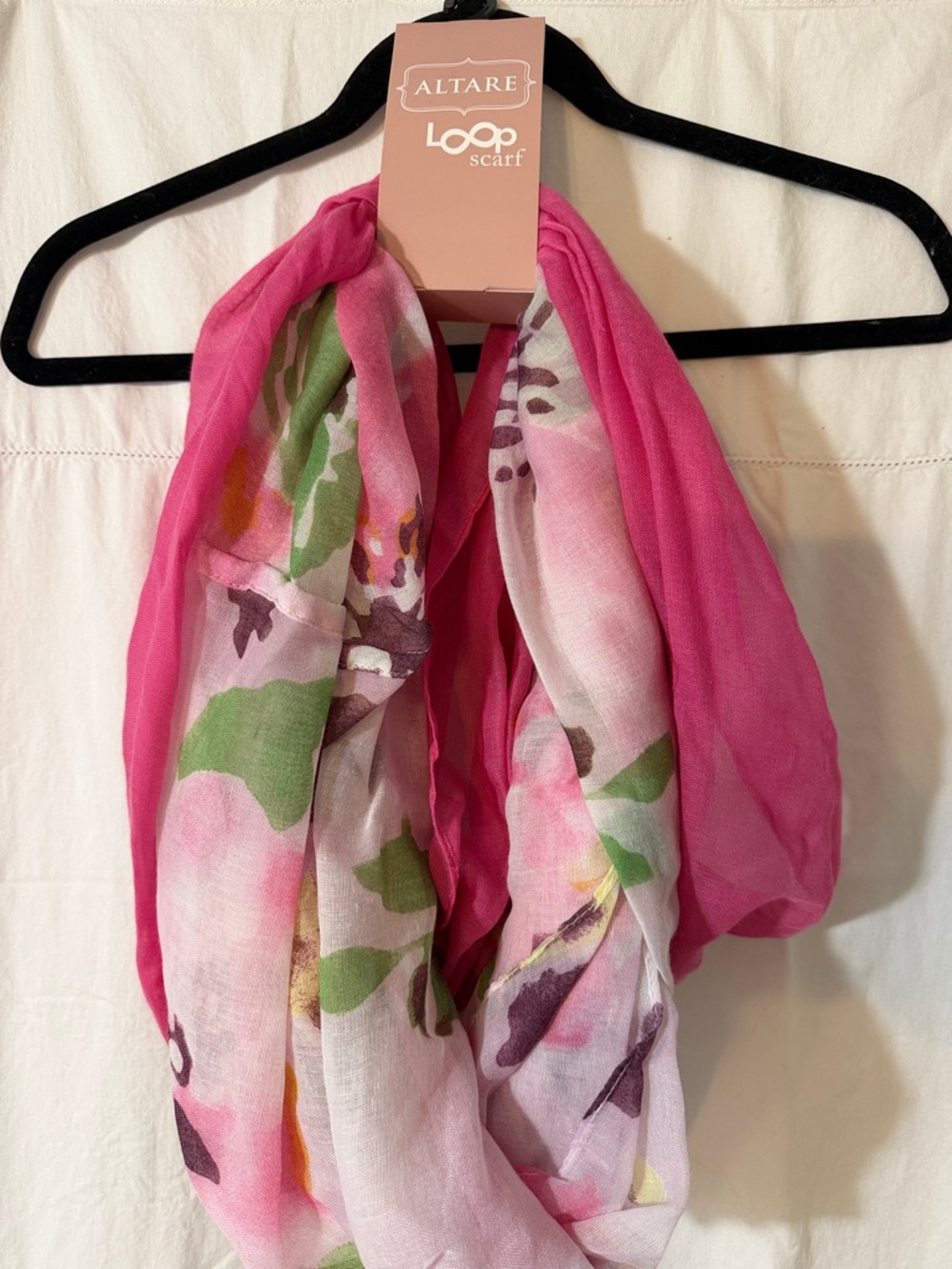 Pink Floral Loop Scarf